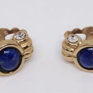 orecchini clip cabochon blu